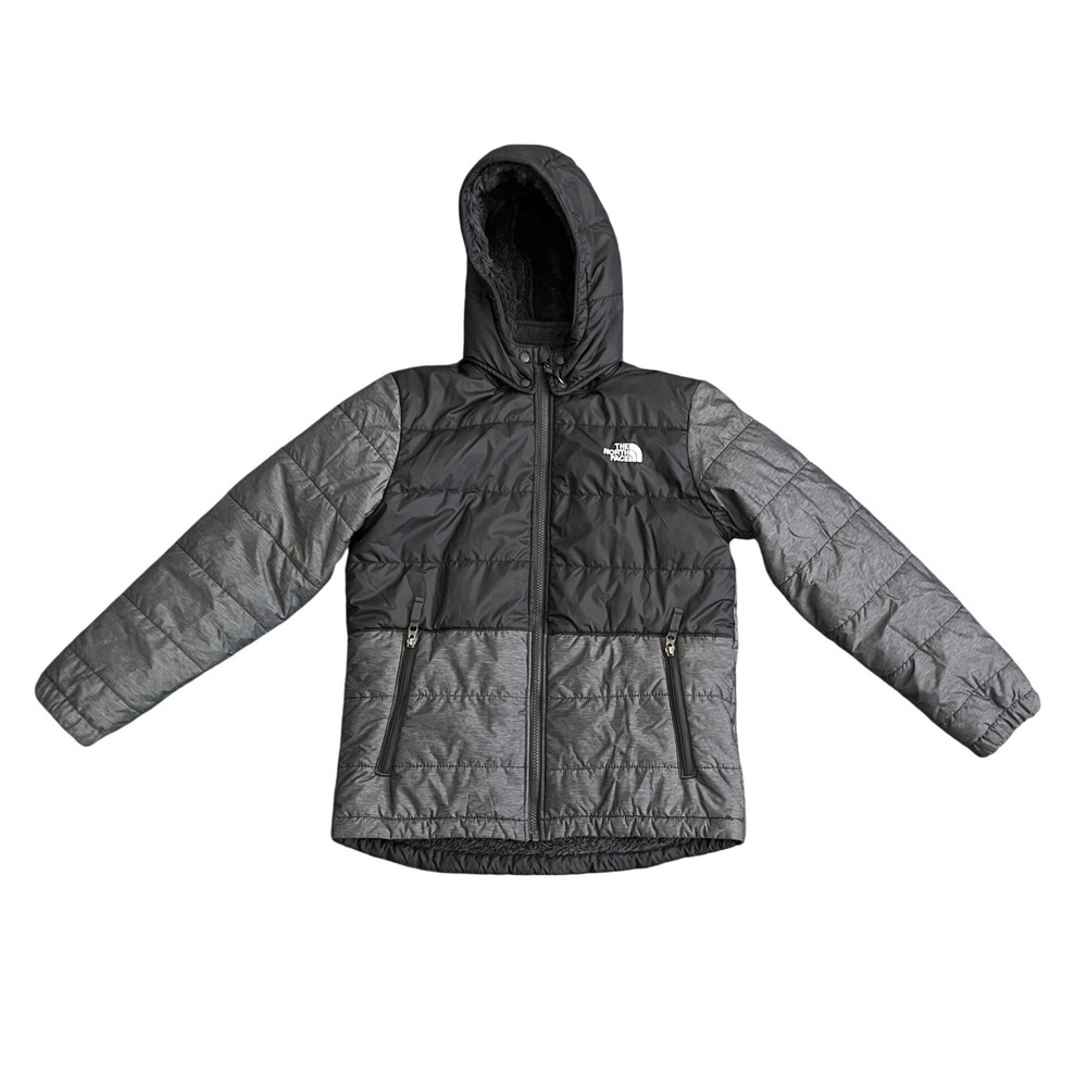 The North Face Boys Large 14/16 Reversible Mt Chimbo Full-Zip Hooded Jacket Grey